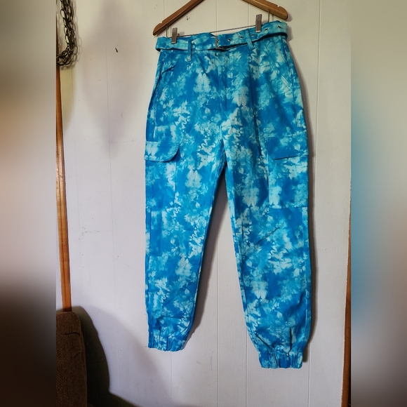 Almost Famous Pants - Blue Art Deco Cargo Pant